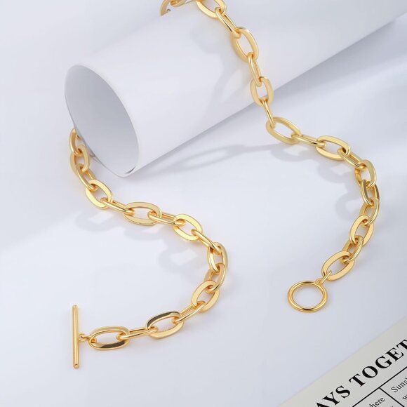 ⚡Gold Chunky Chain Necklace for Women Stylish Statement Jewelry Gift Fashion - Picture 5 of 7